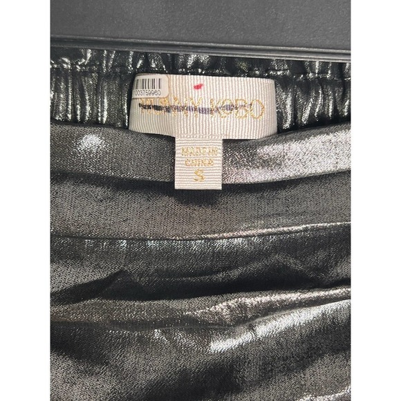 Ronny Kobo Silver Metallic Pleated High Waisted Pull on Alexandra Pants Size S - Picture 7 of 10